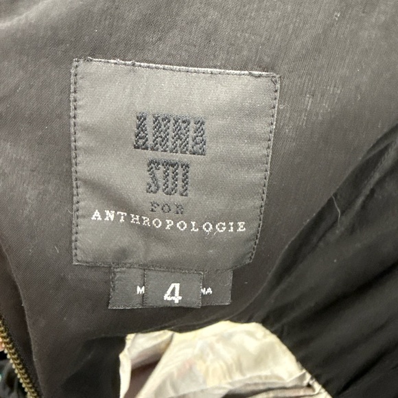 Anna Sui Anthropologie County Fair Carnival Print Fit Flare Dress Blue 4 Rare - Picture 3 of 6